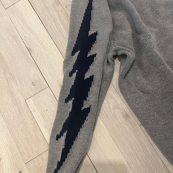 Rockets of Awesome Gray Lighting Bolt Cotton Sweater Boys Size 10/12 - Picture 4 of 5